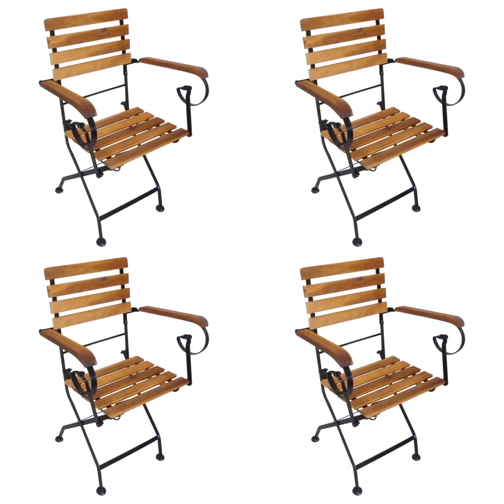 Folding Patio Chairs 2 Pcs Steel And Solid Wood Acacia