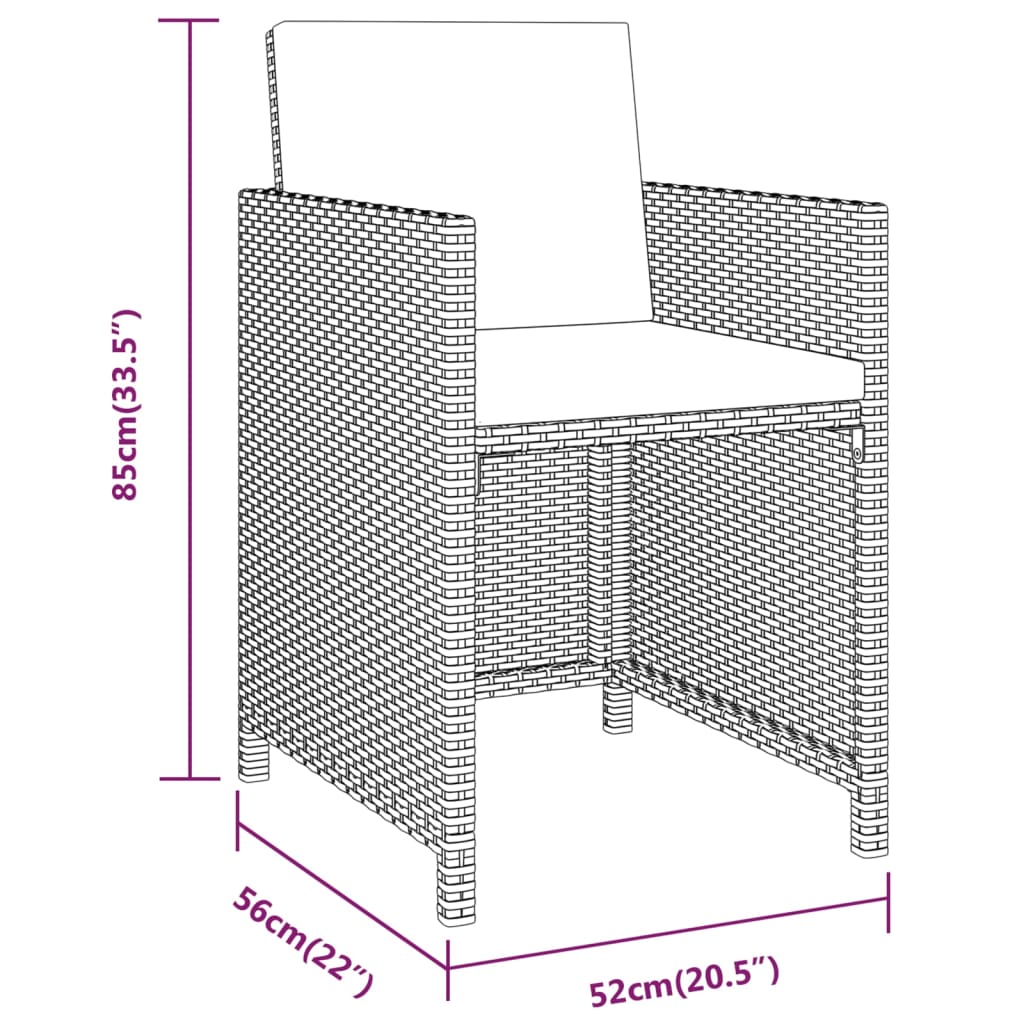 3 Piece Patio Dining Set With Cushions