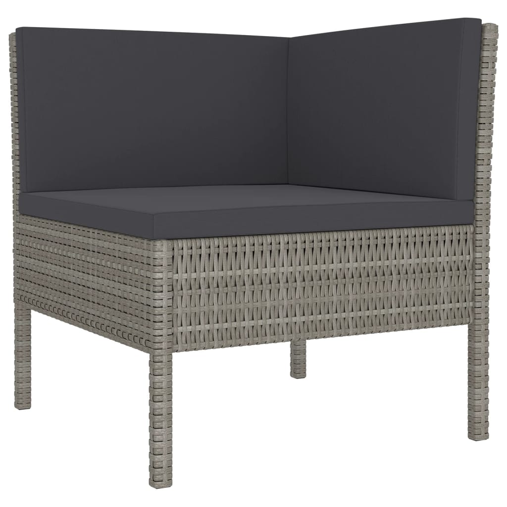 6 Piece Patio Lounge Set With Cushions Poly Rattan Gray