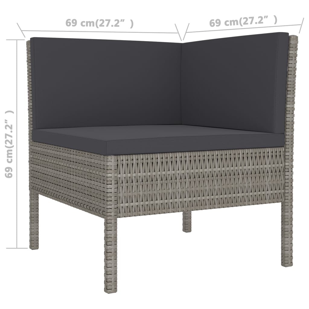 6 Piece Patio Lounge Set With Cushions Poly Rattan Gray