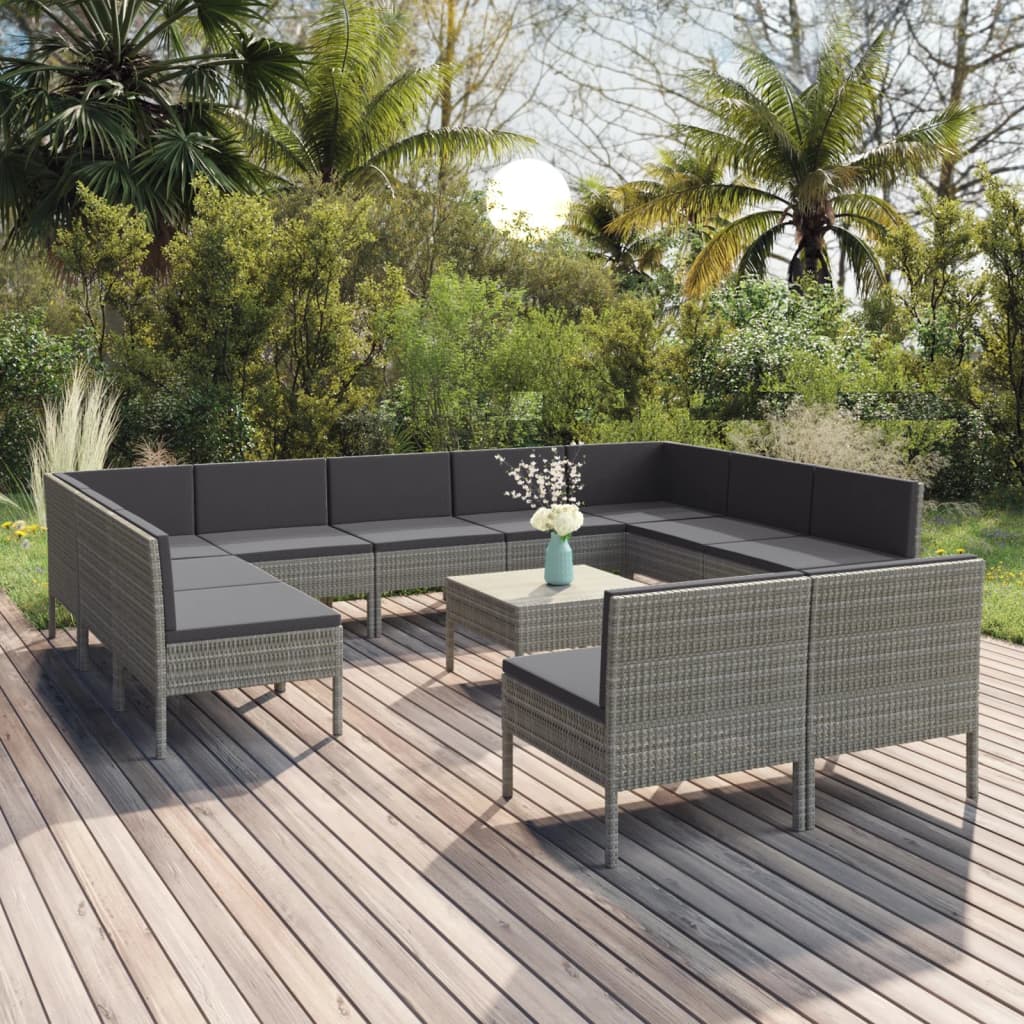 6 Piece Patio Lounge Set With Cushions Poly Rattan Gray