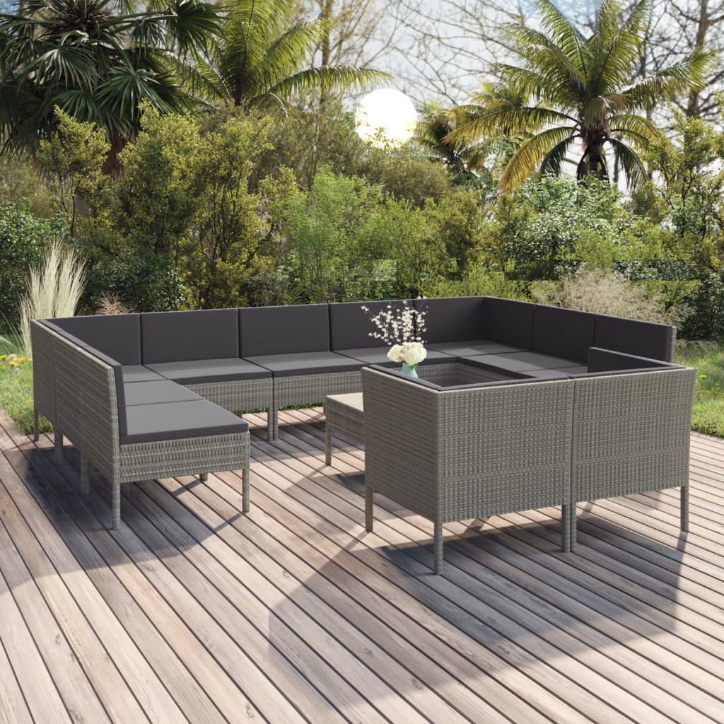 6 Piece Patio Lounge Set With Cushions Poly Rattan Gray