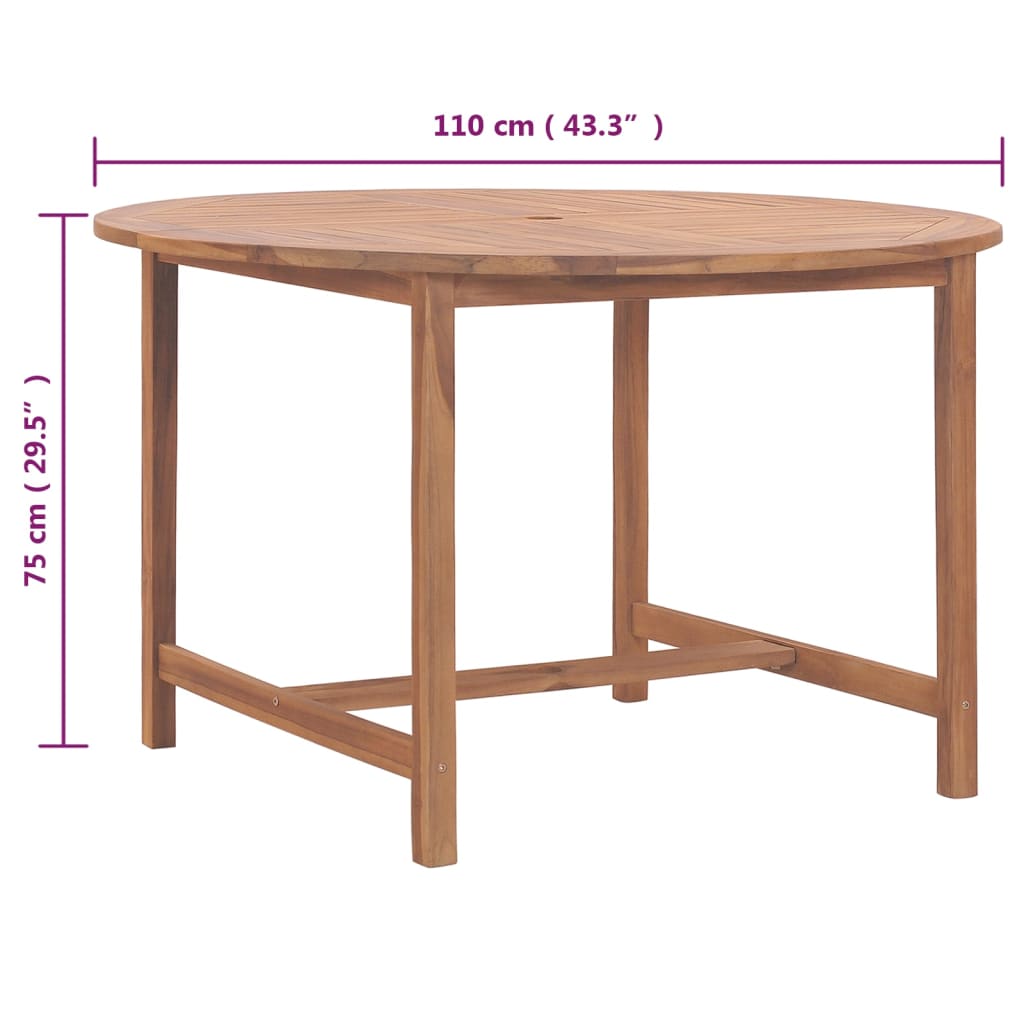 Patio Dining Table Ø43.3&quot;X29.5&quot; Solid Wood Teak