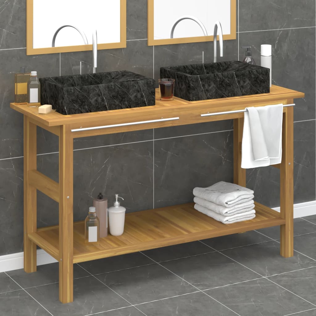 Bathroom Vanity Cabinet With Marble Sinks Solid Wood Teak