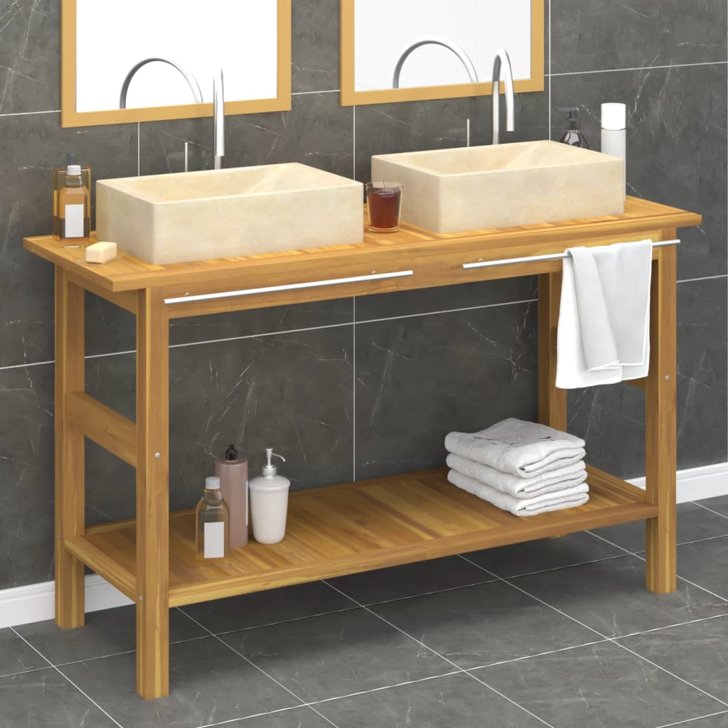 Bathroom Vanity Cabinet With Marble Sinks Solid Wood Teak