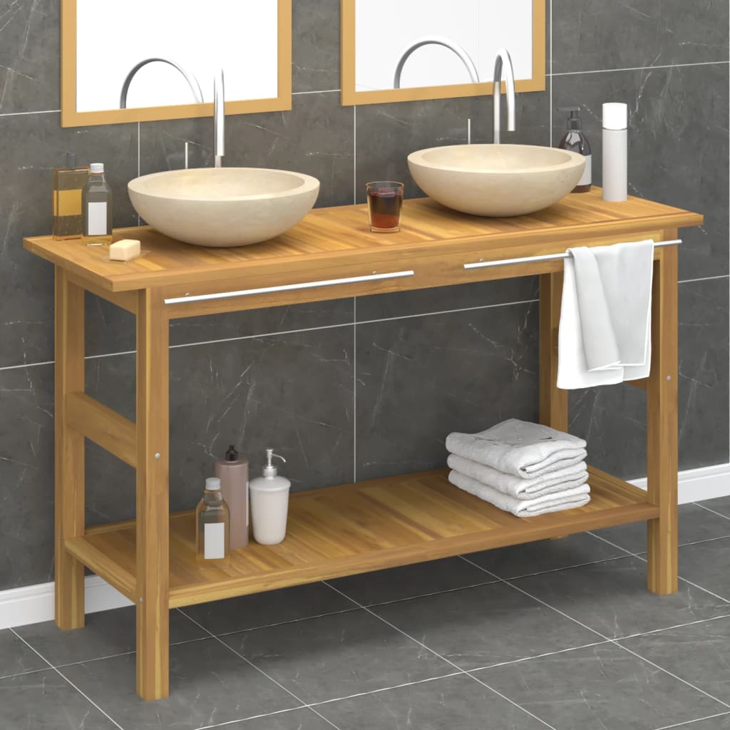 Bathroom Vanity Cabinet With Marble Sinks Solid Wood Teak