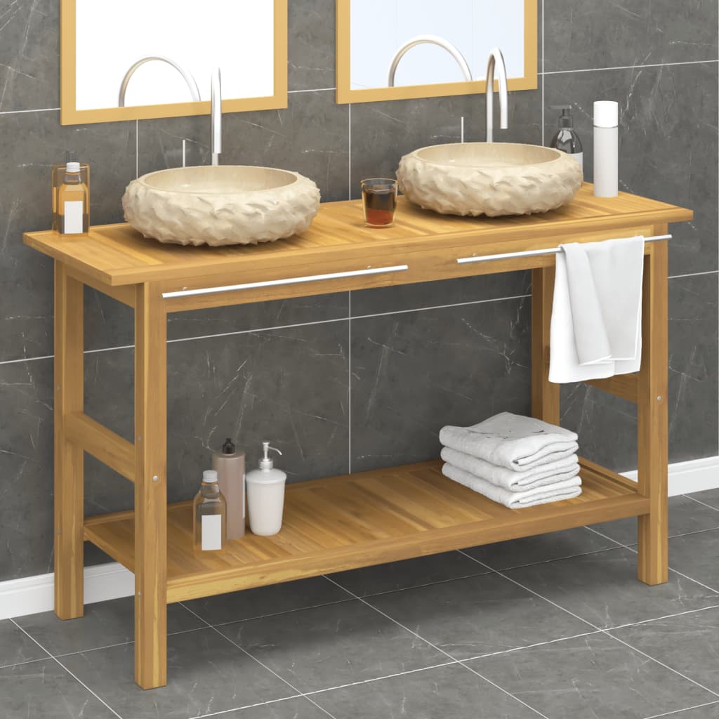 Bathroom Vanity Cabinet With Marble Sinks Solid Wood Teak