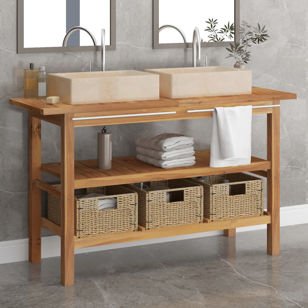 Bathroom Vanity Cabinet With Marble Sinks Solid Wood Teak