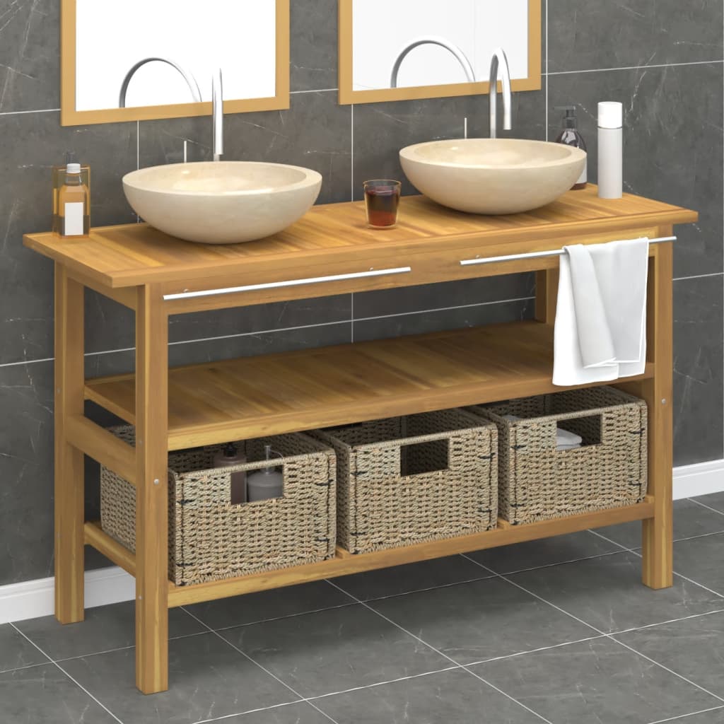 Bathroom Vanity Cabinet With Marble Sinks Solid Wood Teak