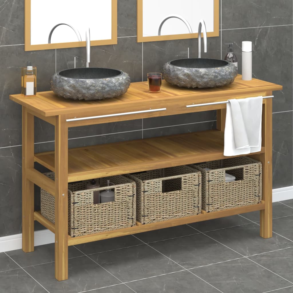 Bathroom Vanity Cabinet With Marble Sinks Solid Wood Teak