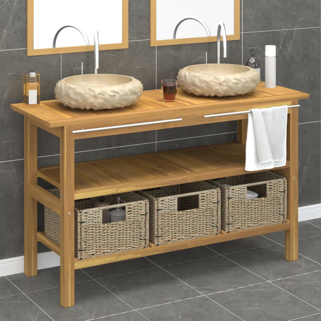 Bathroom Vanity Cabinet With Marble Sinks Solid Wood Teak