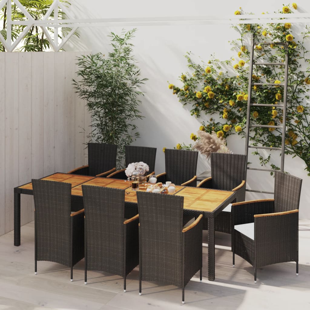 7 Piece Patio Dining Set With Cushions Poly Rattan