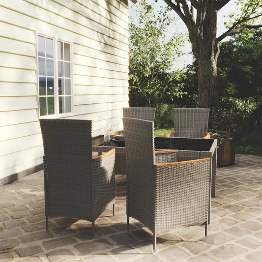 5 Piece Patio Dining Set With Cushions Poly Rattan Gray