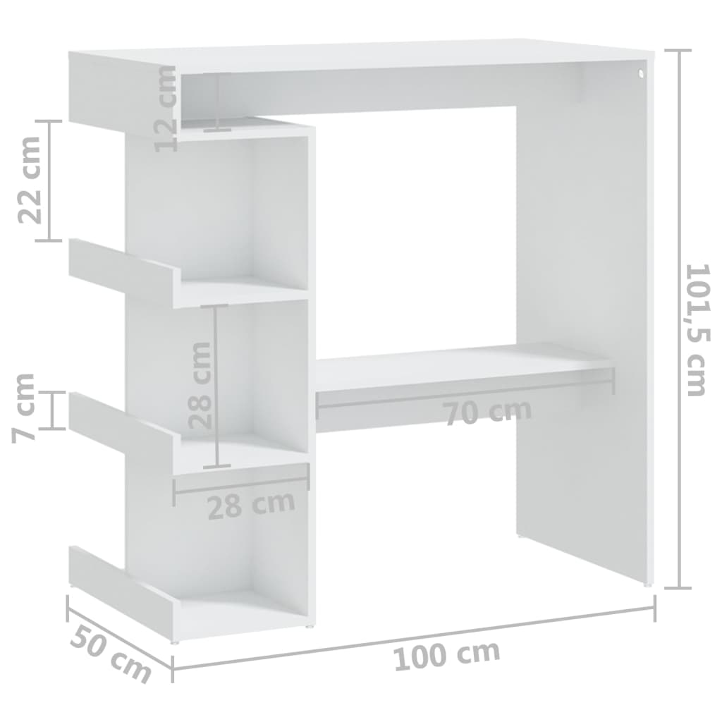 Bar Table With Storage Rack 39.4&quot;X19.7&quot;X40&quot; Engineered Wood