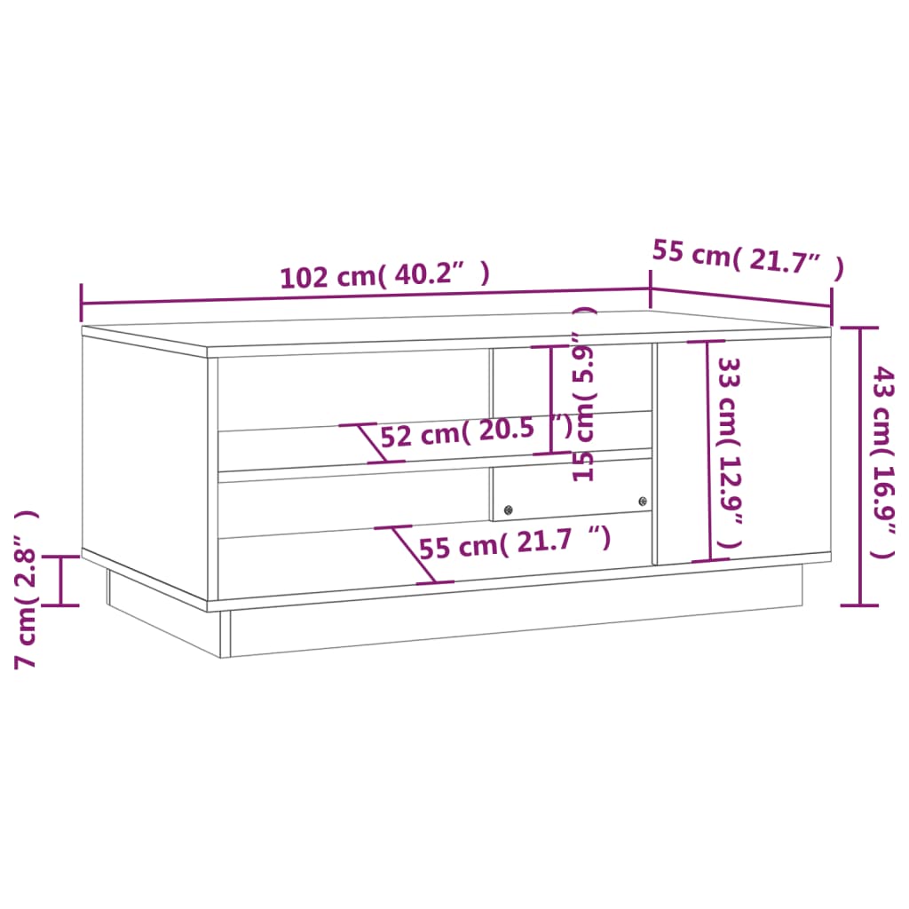 Coffee Table 40.2&quot;X21.7&quot;X16.9&quot; Engineered Wood