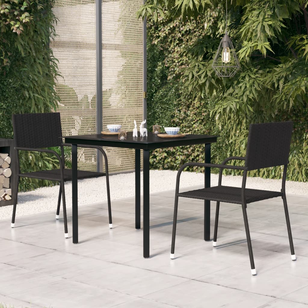 Patio Dining Table Black Steel And Tempered Glass