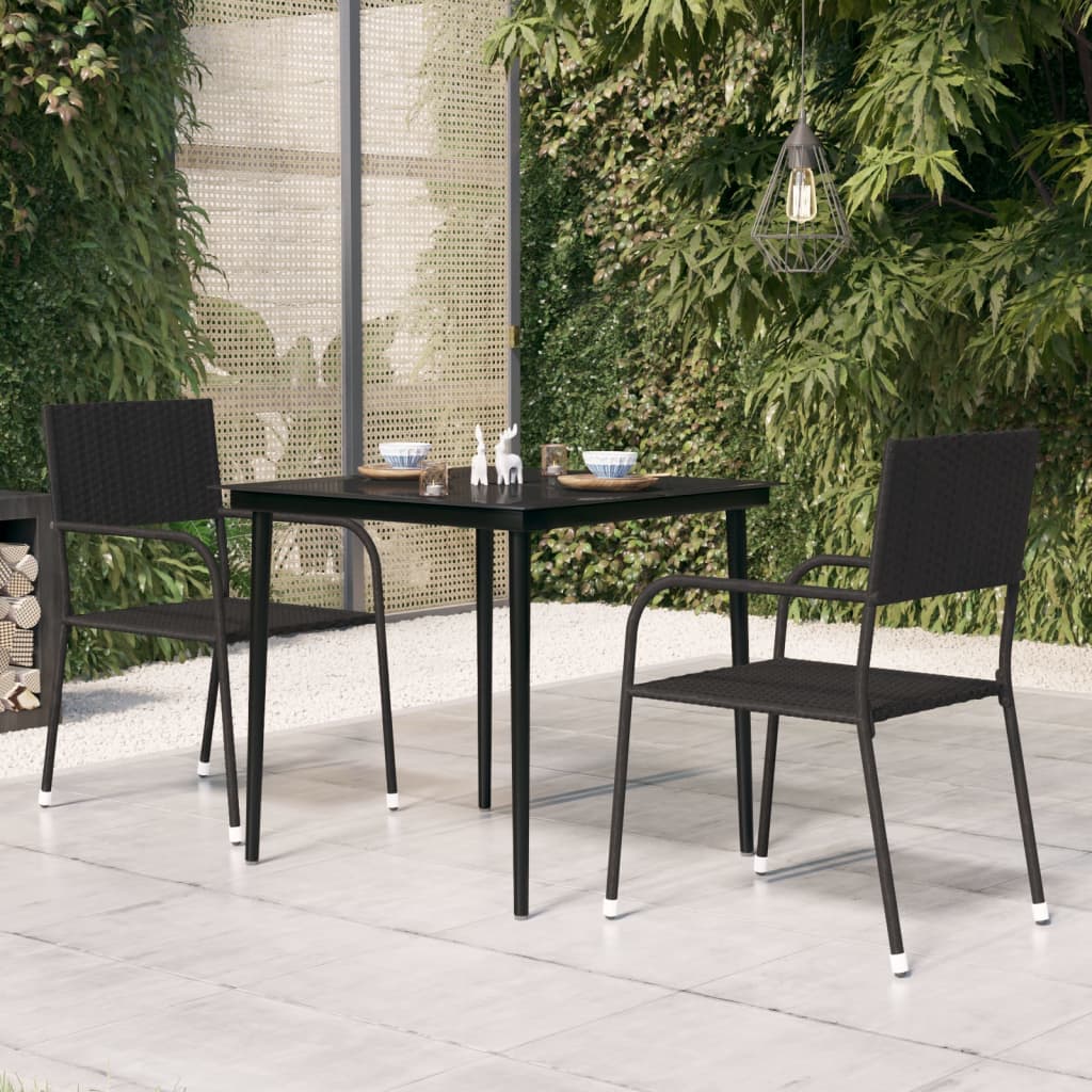 Patio Dining Table Black Steel And Tempered Glass