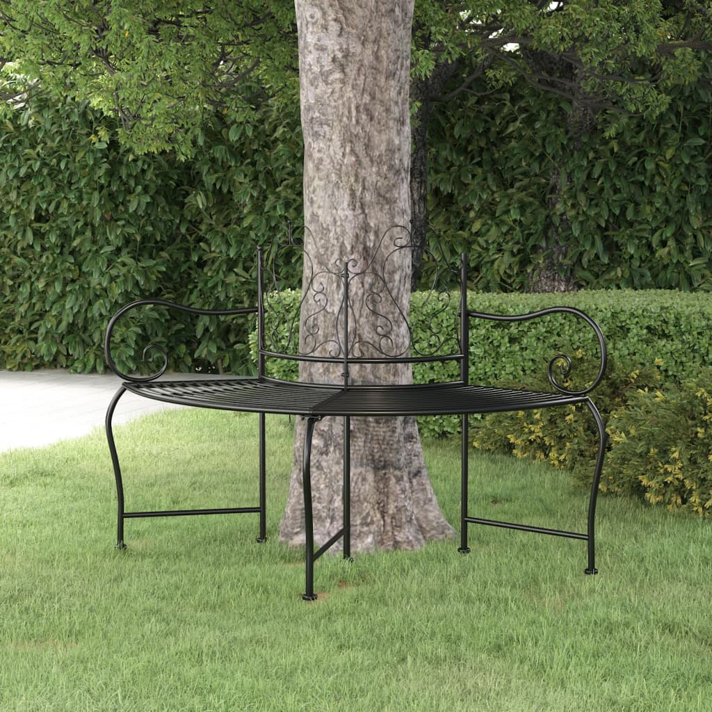 Tree Bench 59.1&quot; Black Steel