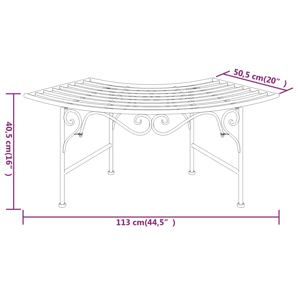 Tree Bench 44.5&quot; Black Steel