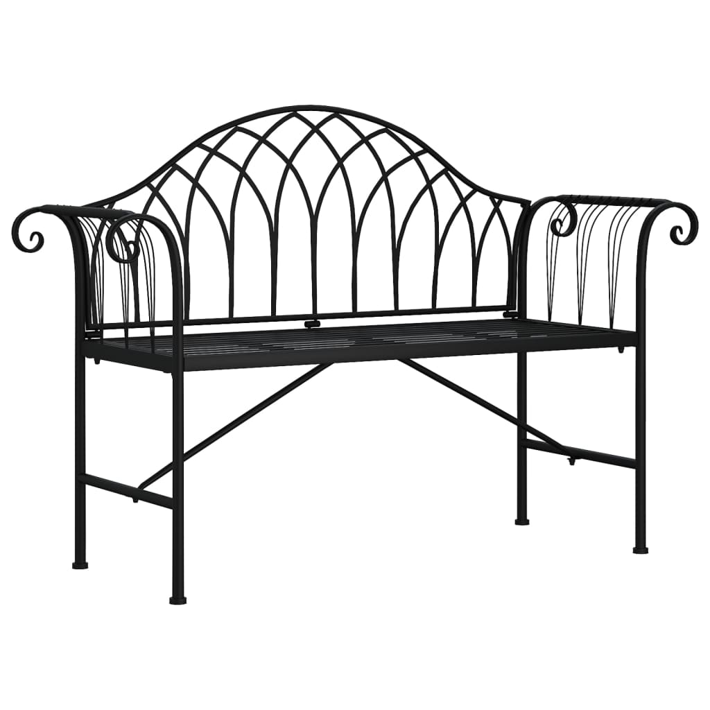 2-Seater Patio Bench 50.4&quot; Black Steel