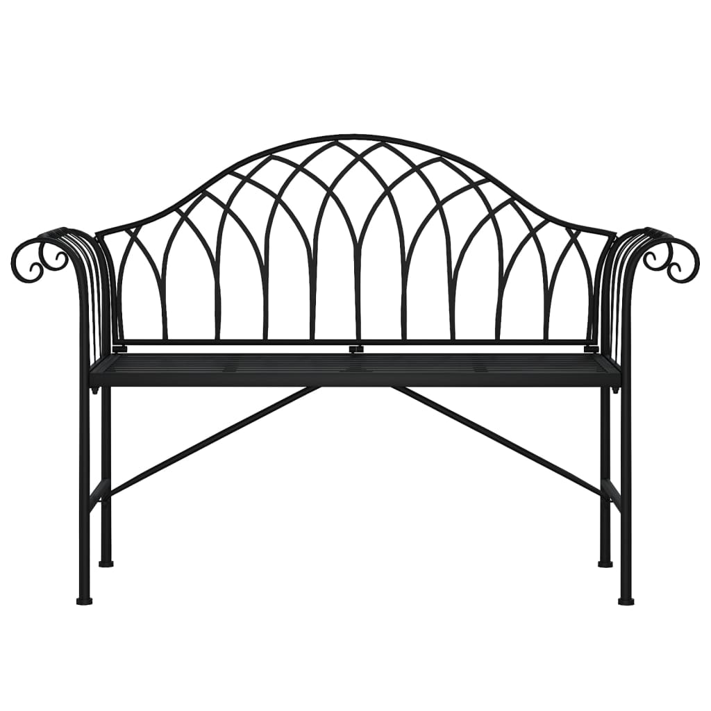 2-Seater Patio Bench 50.4&quot; Black Steel