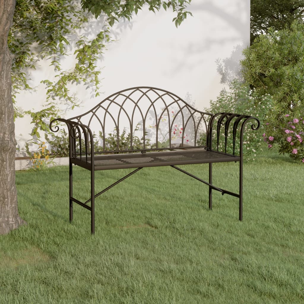 2-Seater Patio Bench 50.4&quot; Black Steel