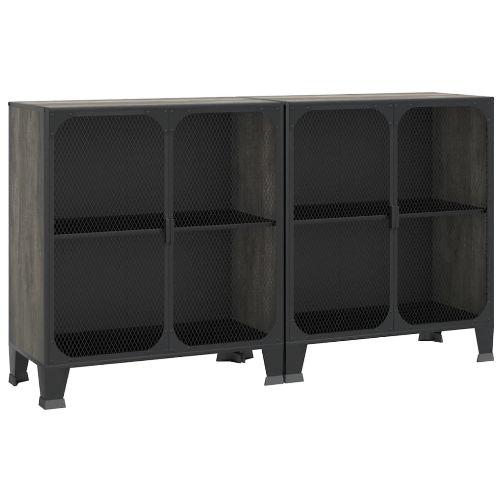 Storage Cabinets 2 Pcs 28.3&quot;X14.2&quot;X32.3&quot; Metal And Mdf