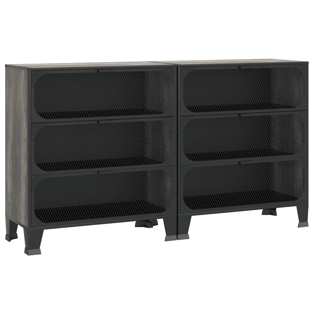 Storage Cabinets 2 Pcs 28.3&quot;X14.2&quot;X32.3&quot; Metal And Mdf