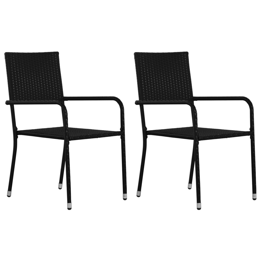 Patio Dining Chairs 4 Pcs Stackable Poly Rattan