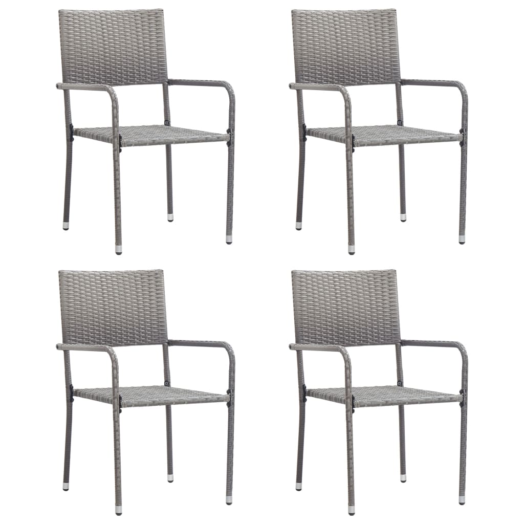 Patio Dining Chairs 4 Pcs Stackable Poly Rattan