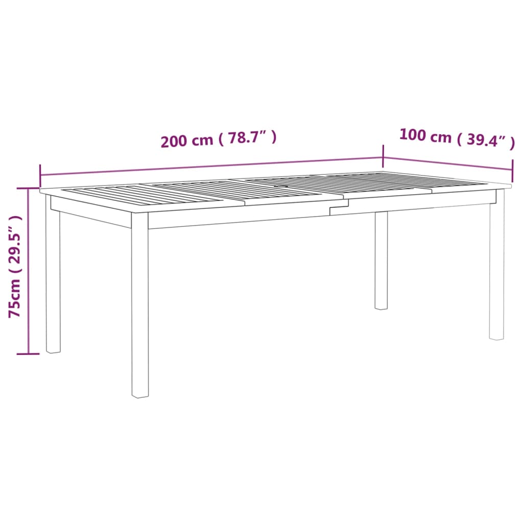 Patio Table Solid Wood Acacia