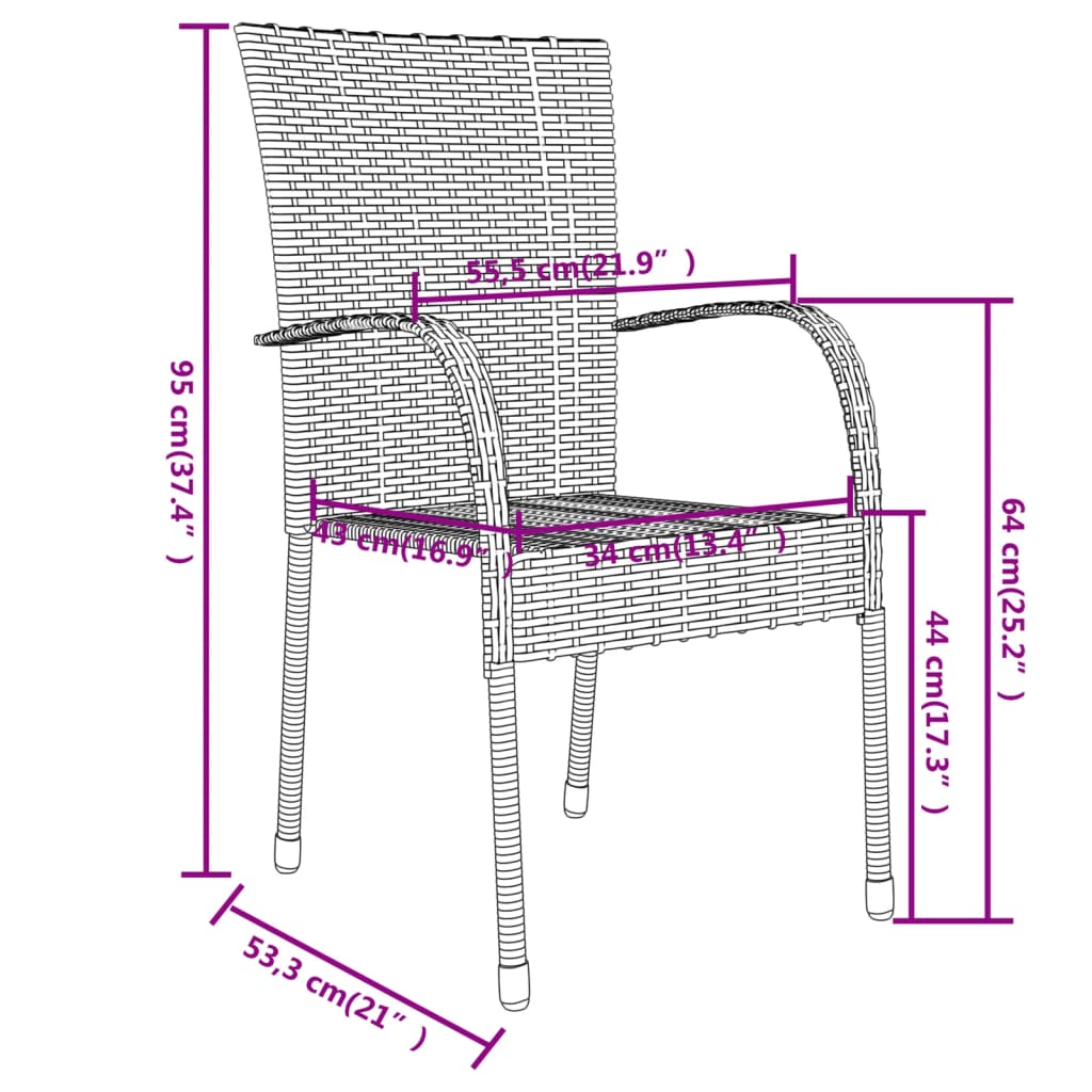 3 Piece Patio Dining Set Poly Rattan