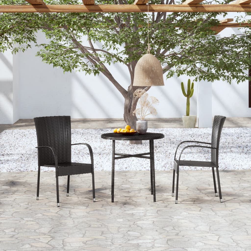 3 Piece Patio Dining Set Poly Rattan