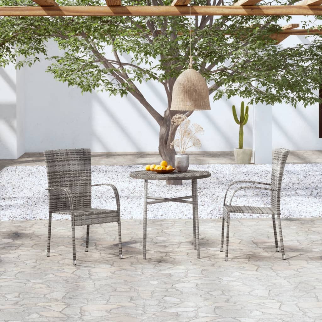 3 Piece Patio Dining Set Poly Rattan