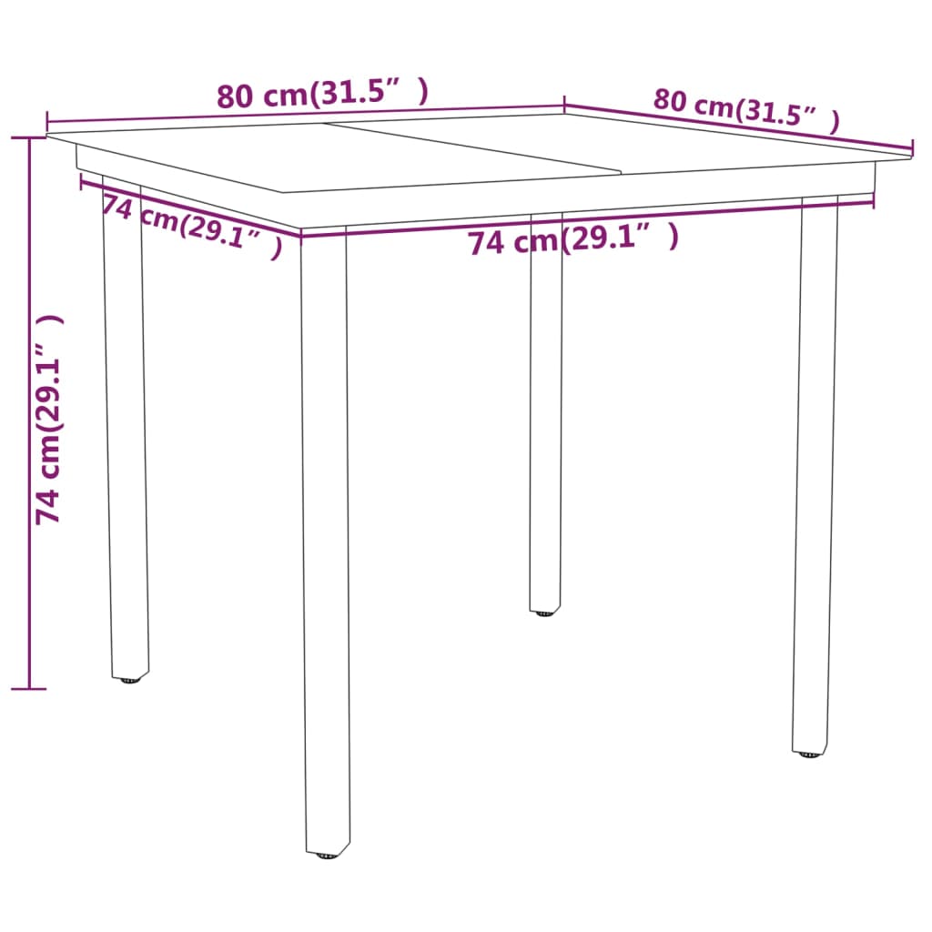 3 Piece Patio Dining Set Black