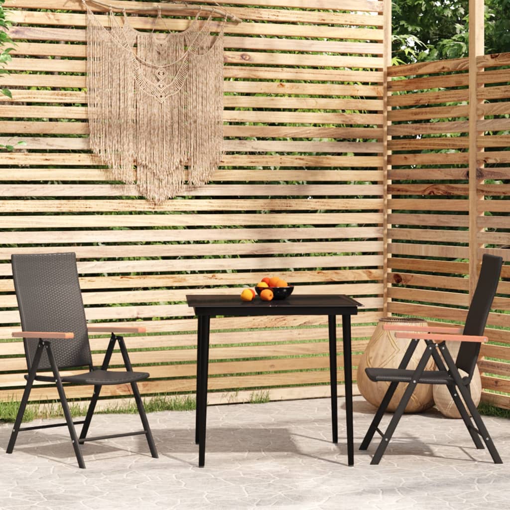 5 Piece Patio Dining Set Black And Brown Poly Rattan