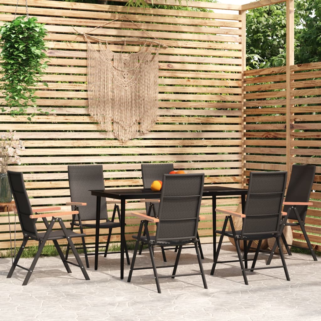 5 Piece Patio Dining Set Black And Brown Poly Rattan