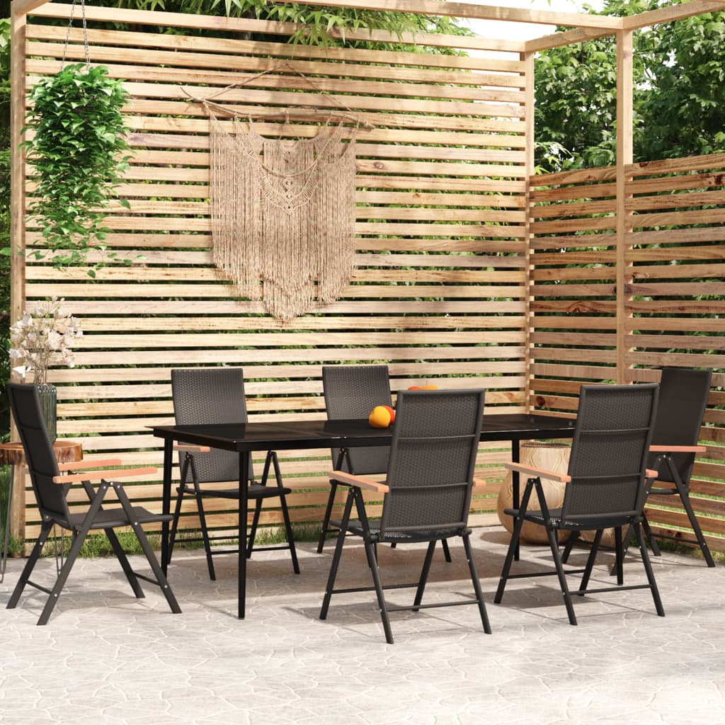 5 Piece Patio Dining Set Black And Brown Poly Rattan