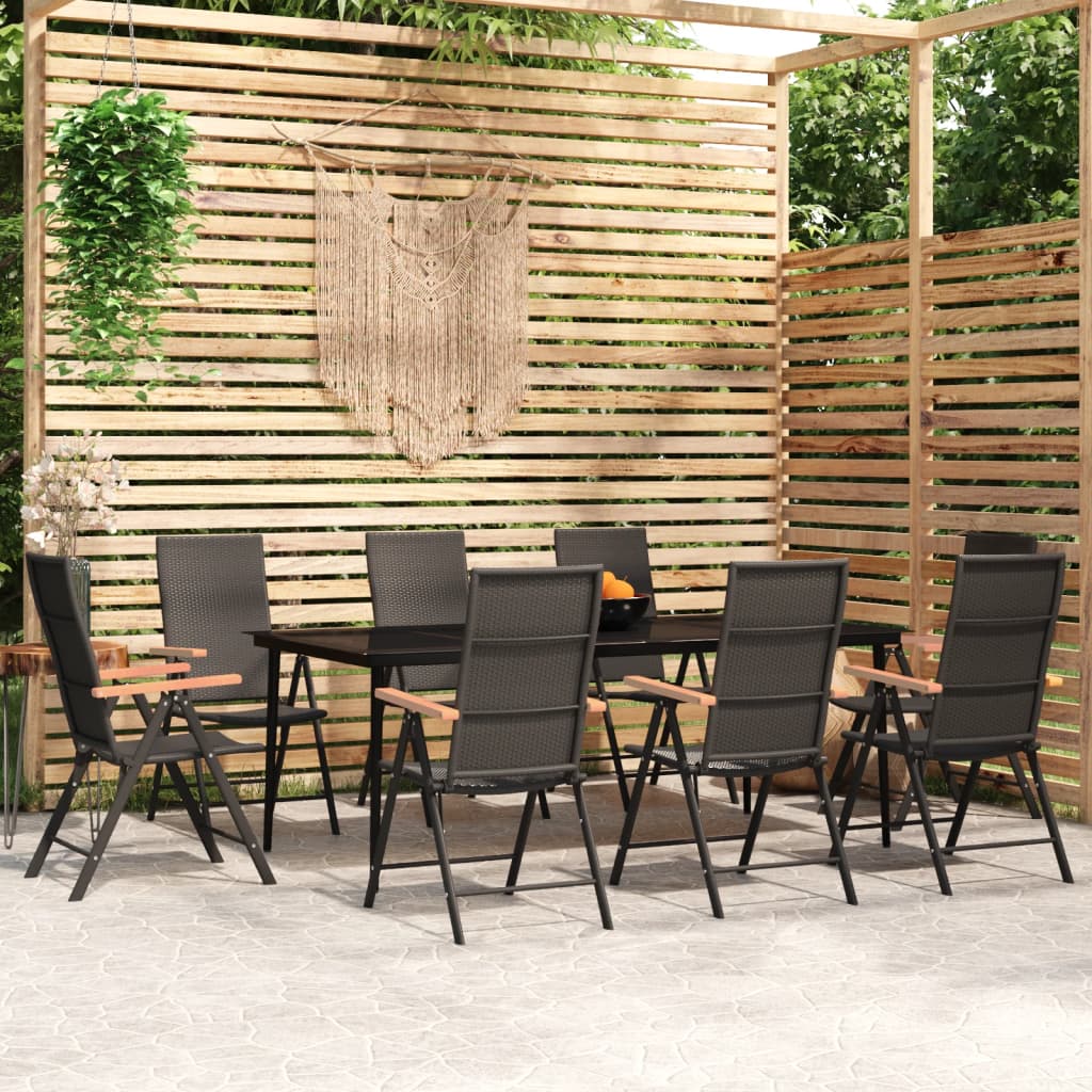 5 Piece Patio Dining Set Black And Brown Poly Rattan