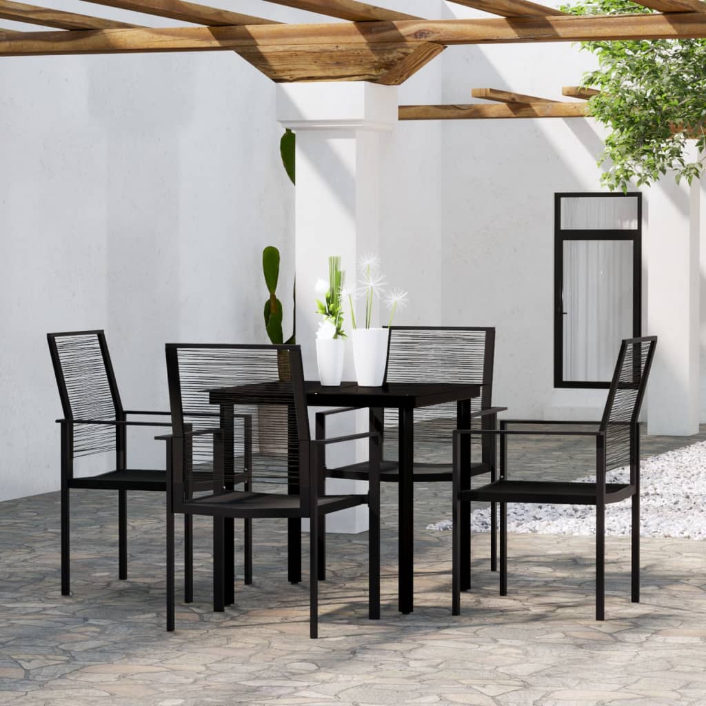 3 Piece Patio Dining Set Black