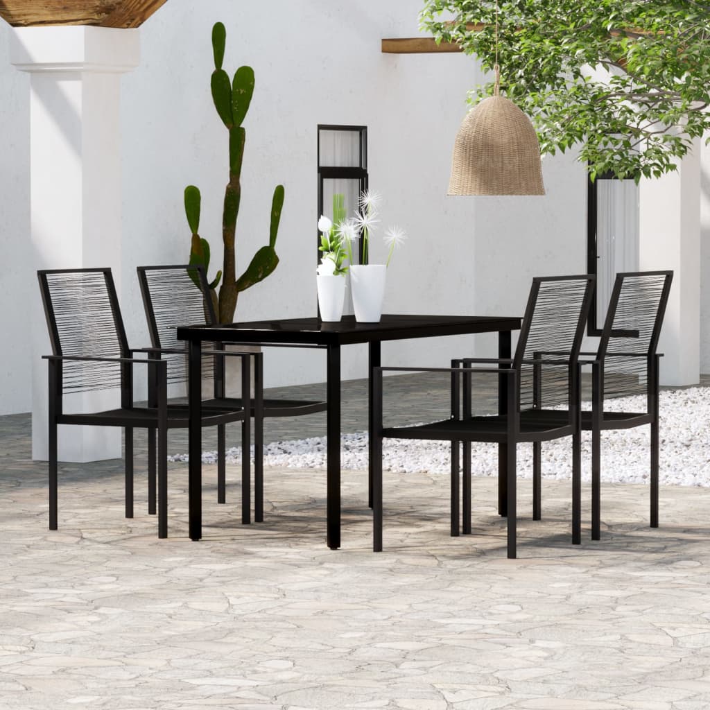 3 Piece Patio Dining Set Black