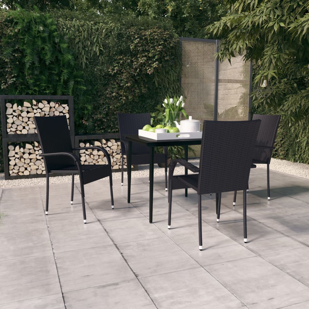 5 Piece Patio Dining Set Poly Rattan