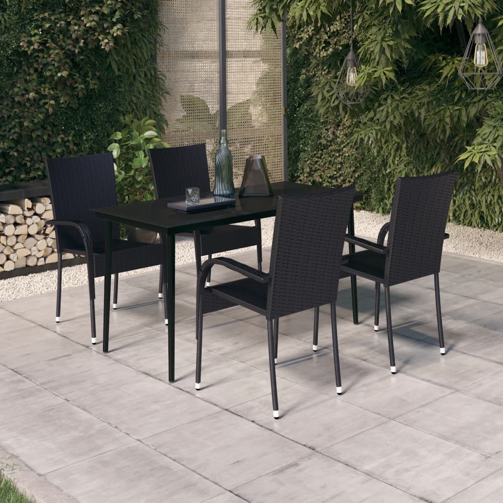 5 Piece Patio Dining Set Poly Rattan