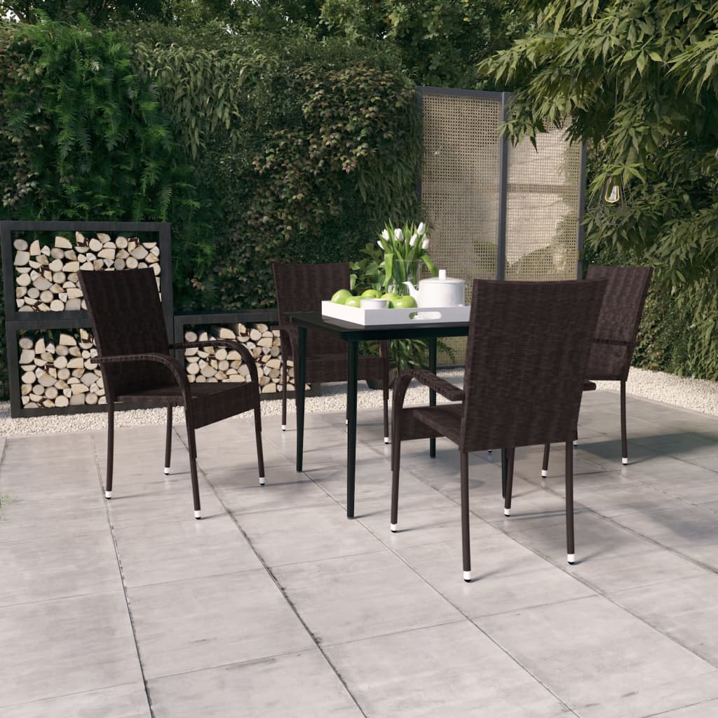 5 Piece Patio Dining Set Poly Rattan