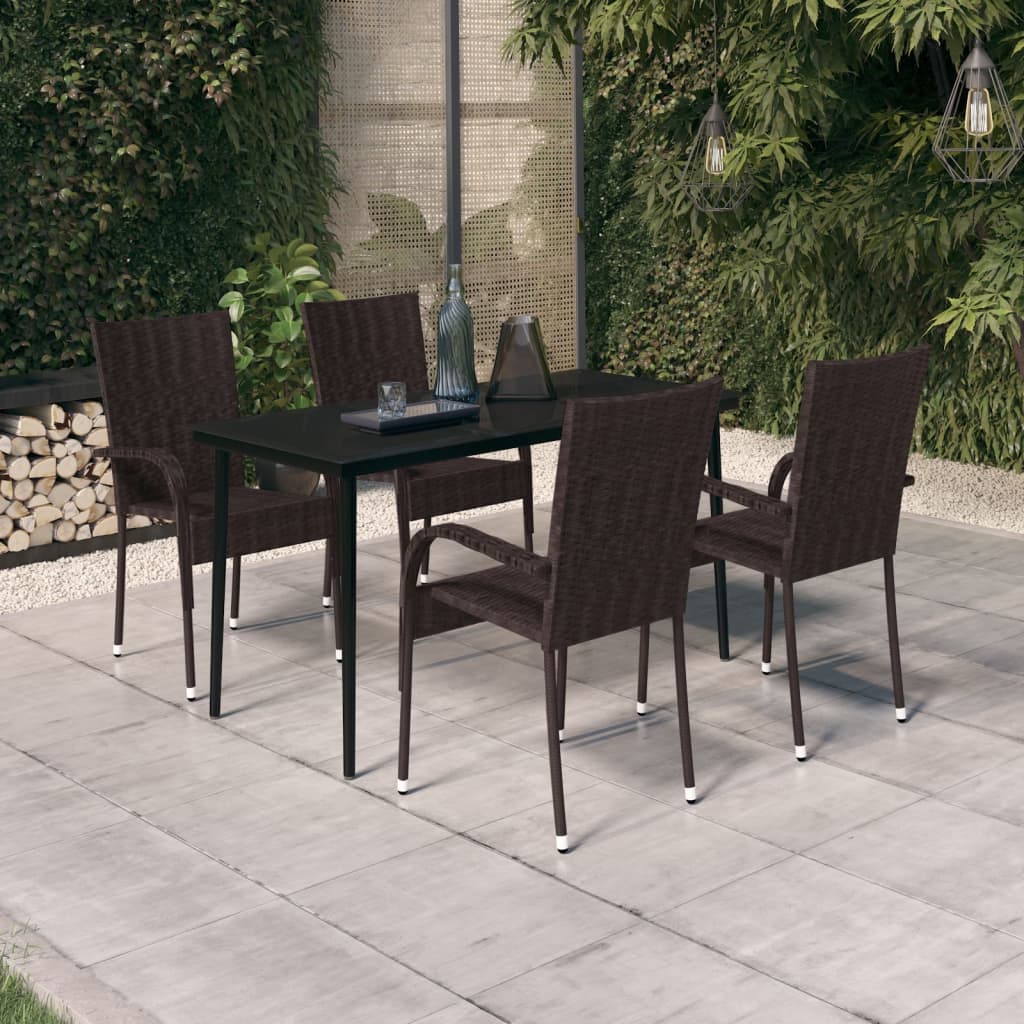 5 Piece Patio Dining Set Poly Rattan