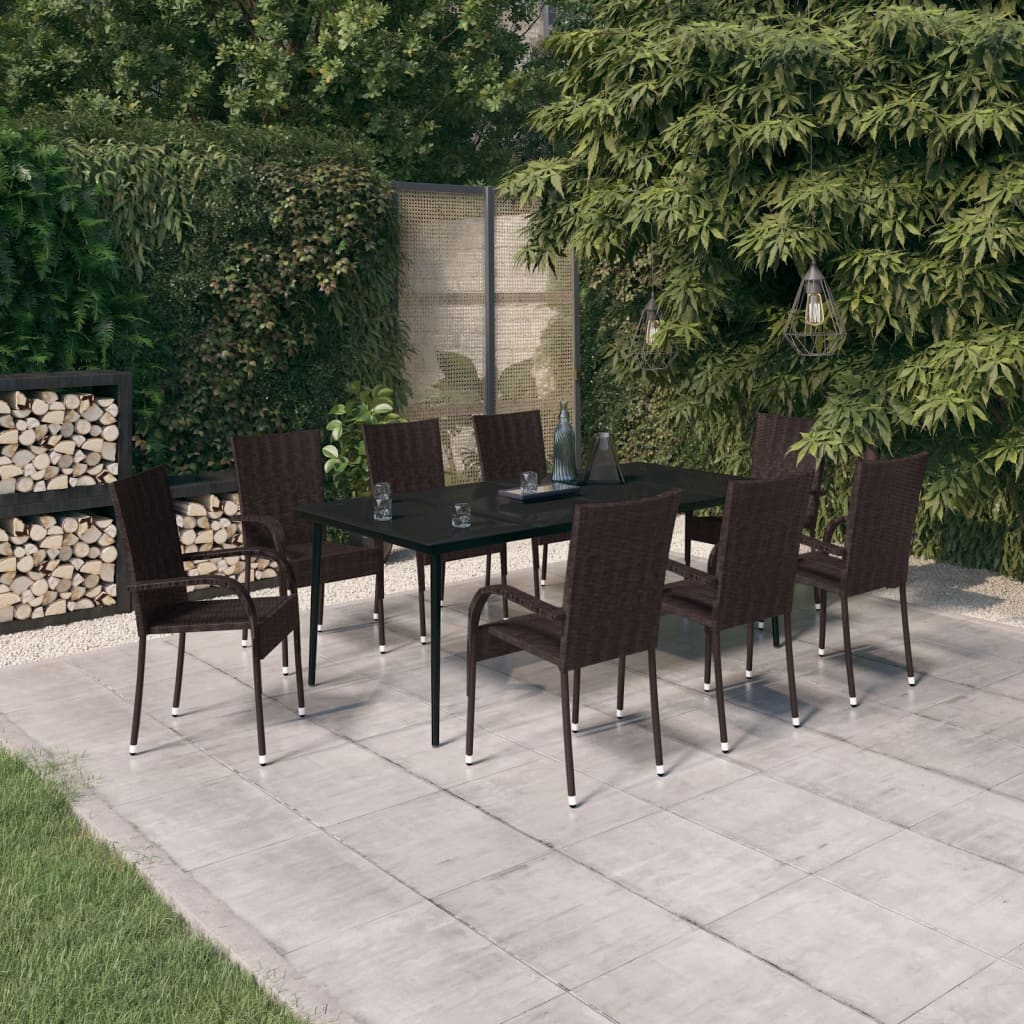 5 Piece Patio Dining Set Poly Rattan