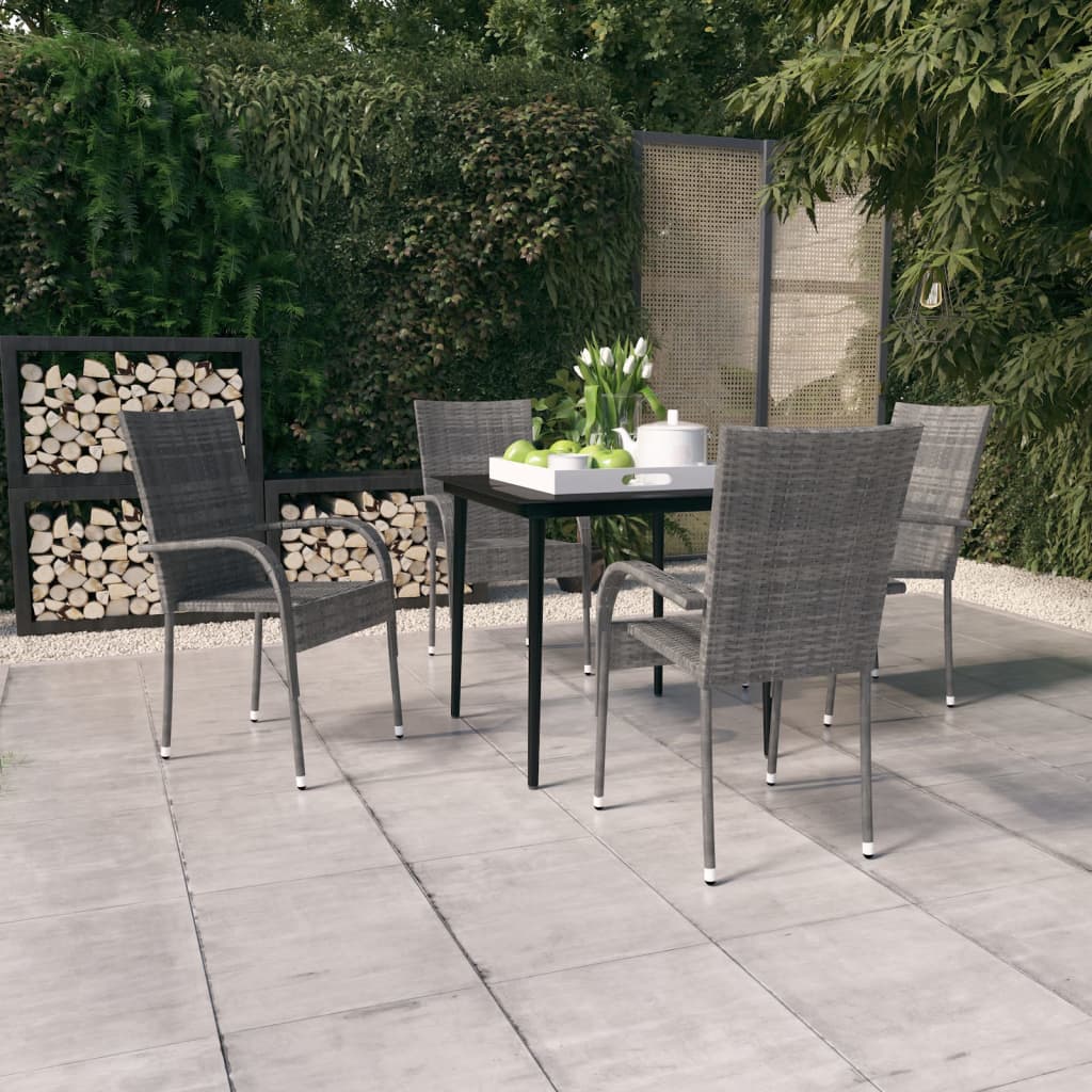 5 Piece Patio Dining Set Poly Rattan