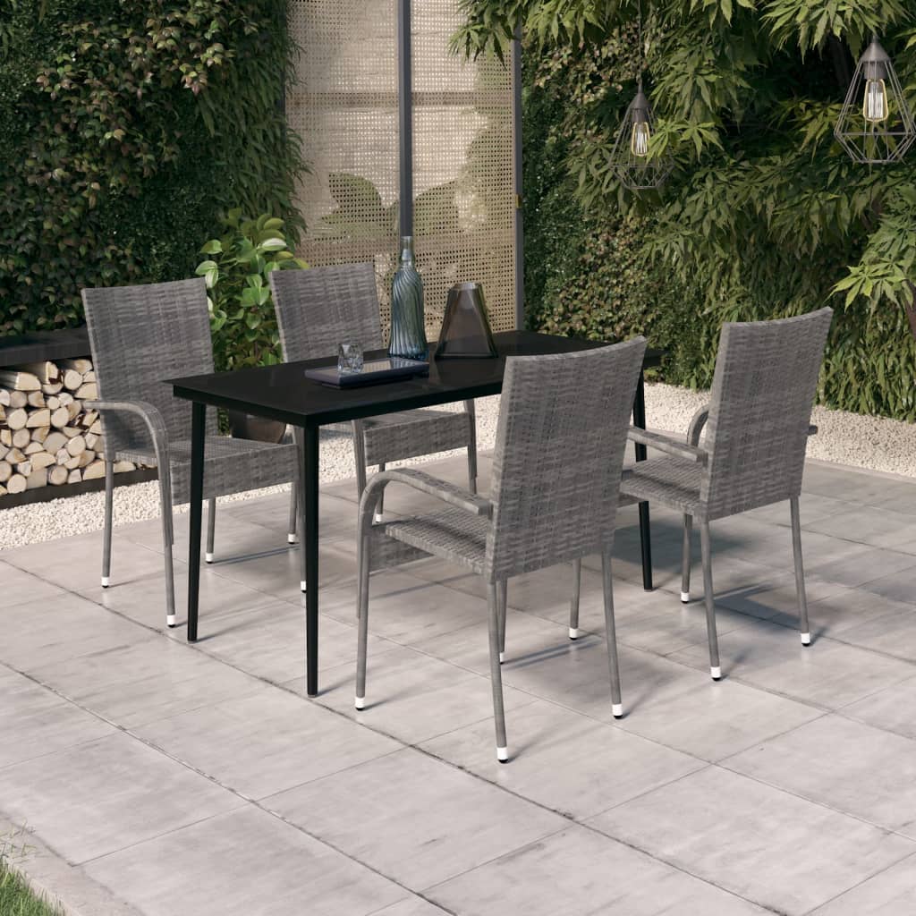 5 Piece Patio Dining Set Poly Rattan