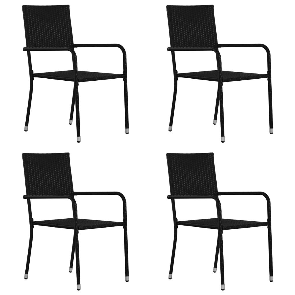 Patio Dining Chairs 4 Pcs Stackable Poly Rattan