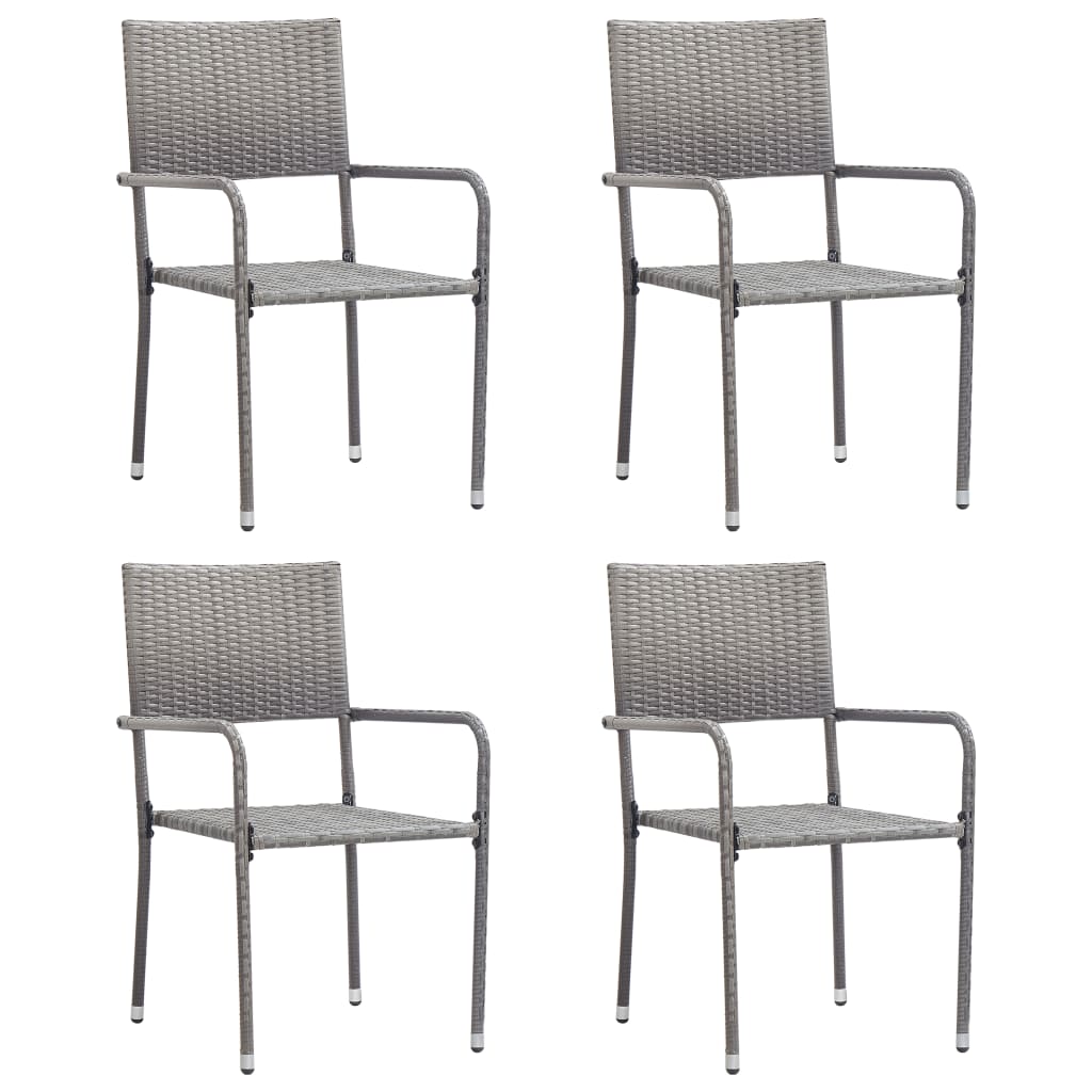 Patio Dining Chairs 4 Pcs Stackable Poly Rattan